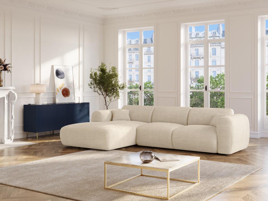 Sofá rinconera grande de pana beige