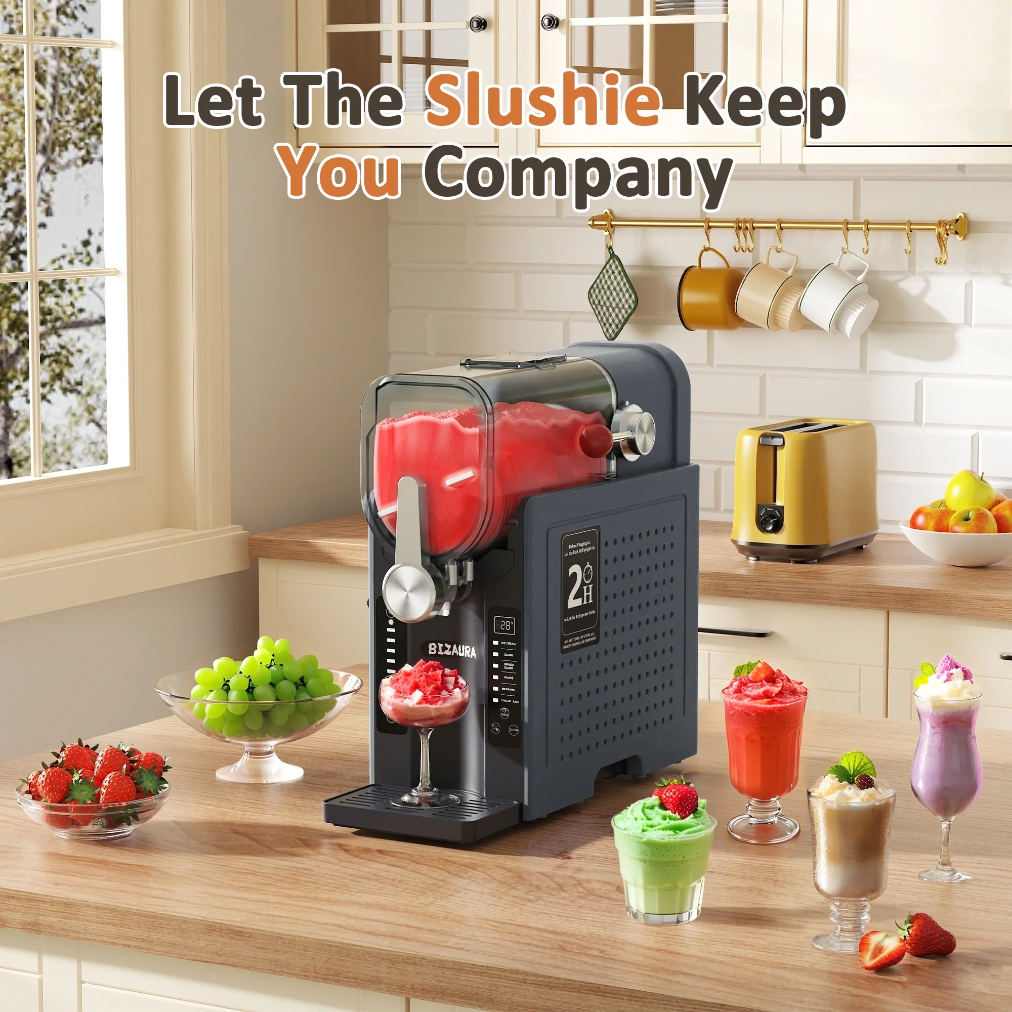 BIZAURA Slushie Machine, Slushy Machine for Home No Ice Need, Professional Frozen Drink Maker, 6 Presets for Milkshakes, Frapp-s, Slush, Ice Cream - Image 8