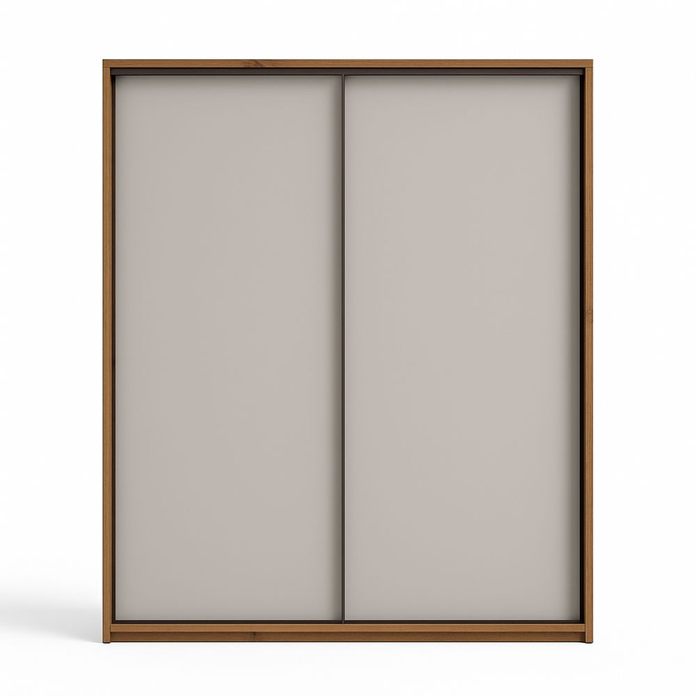 Armario deslizante moderno de madera,funcional y elegante,estructura de dos puertas,color beige y madera natural,ideal para dormitorios y vestidores