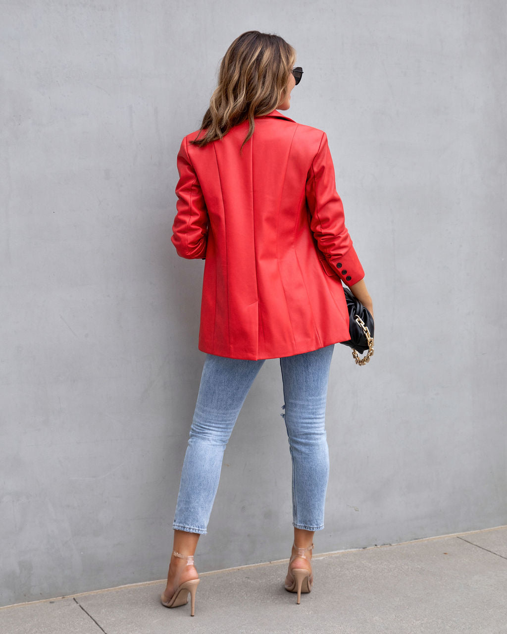 Fashion Affairs Faux Leather Blazer - Cherry - FINAL SALE - Se7enfashion