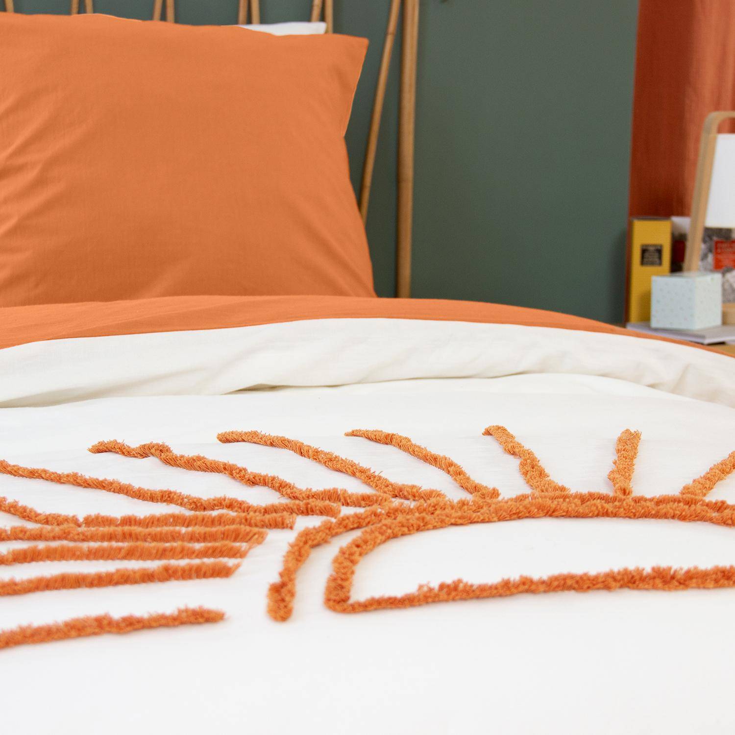 Solino - Juego de cama de algodón reversible con estampado de sol, 140cm