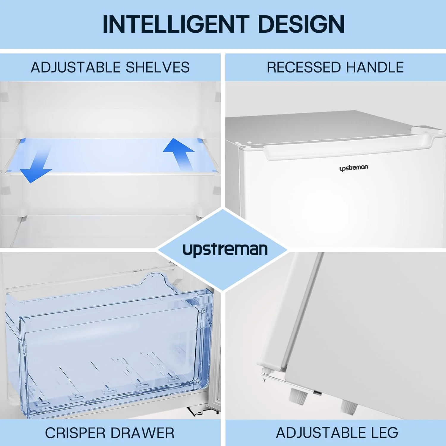 Upstreman 7.0 Cu.Ft Upright Freezer Convertible Fridge/Freezer, Garage Ready Deep Freezer with Reversible Door, UP70 White - Image 7