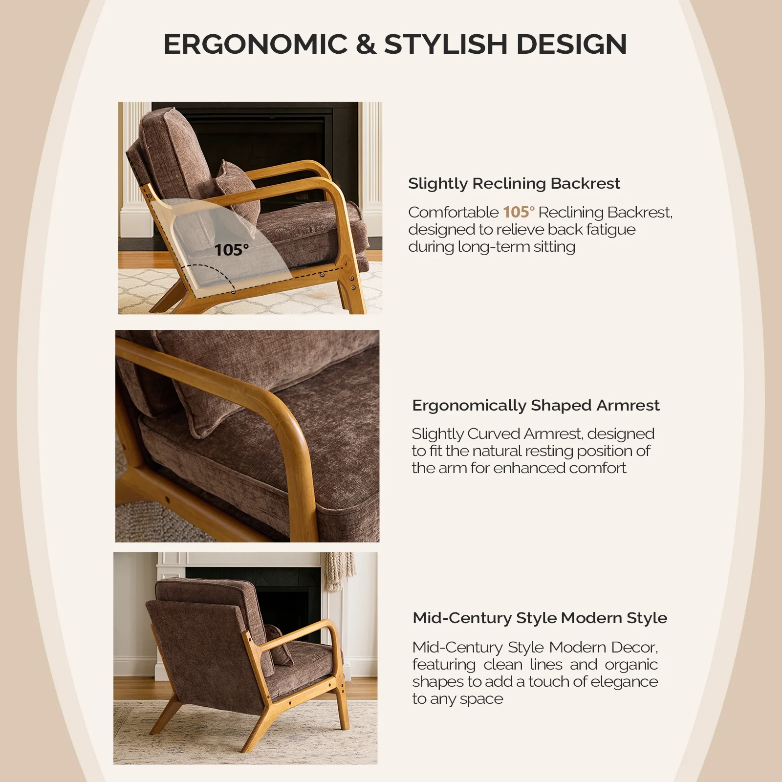 Ktaxon Accent Chair Corduroy Upholstered Armchair, Reading Club Chair with Pillow and Solid Wood Frame for Living Room Bedroom Furniture Off White - Image 143
