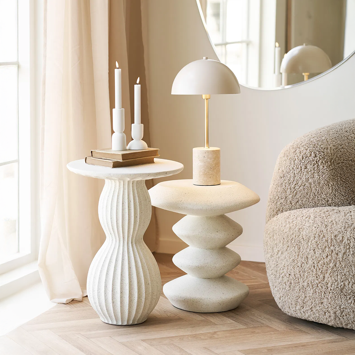 Artichok Lily Marmer Tafellamp Zand - Ø 25 x 45 cm