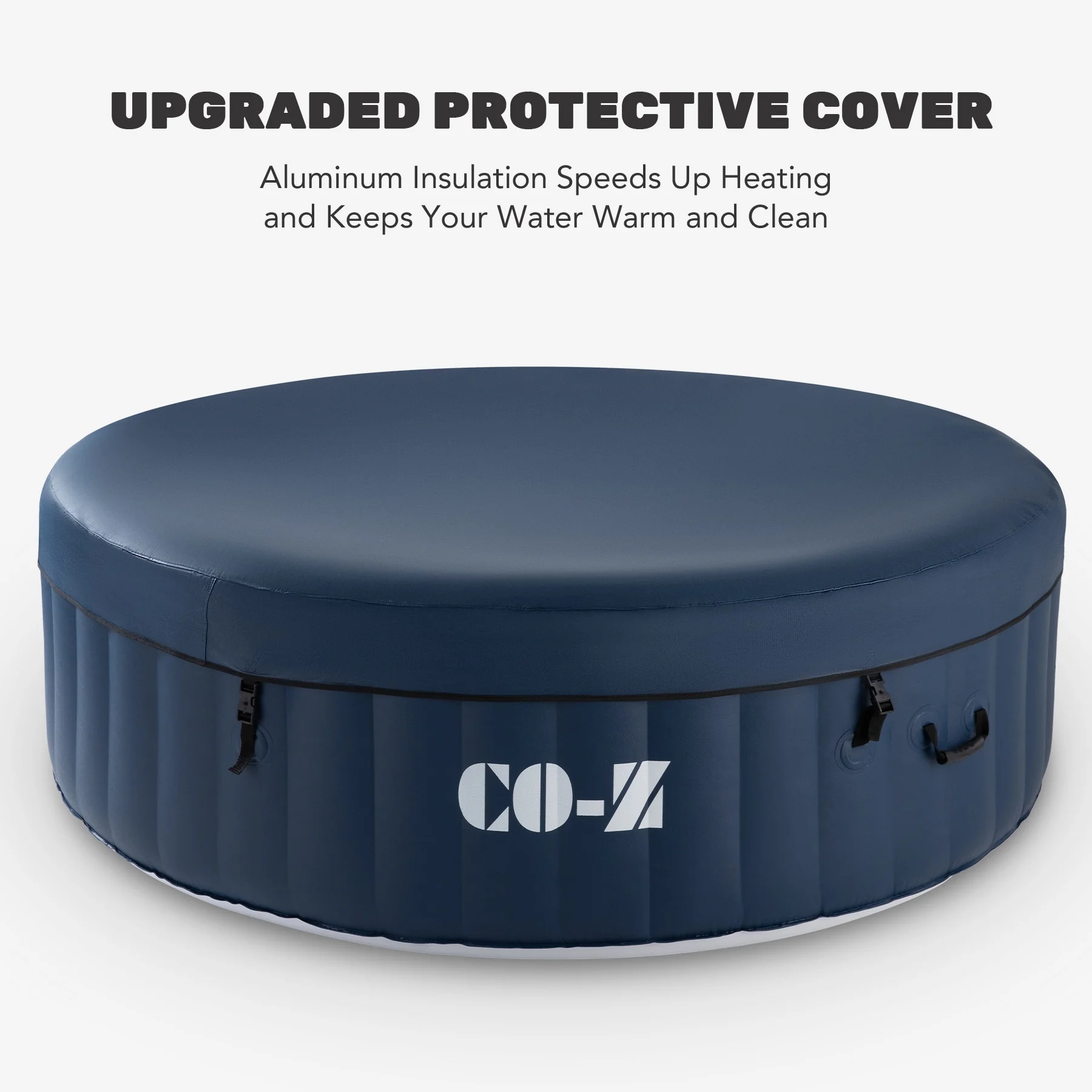 CO-Z 5x5ft PVC Square Inflatable Spa Tub & 120 Massaging Jets for Patio & More for 4-person Blue - Image 16