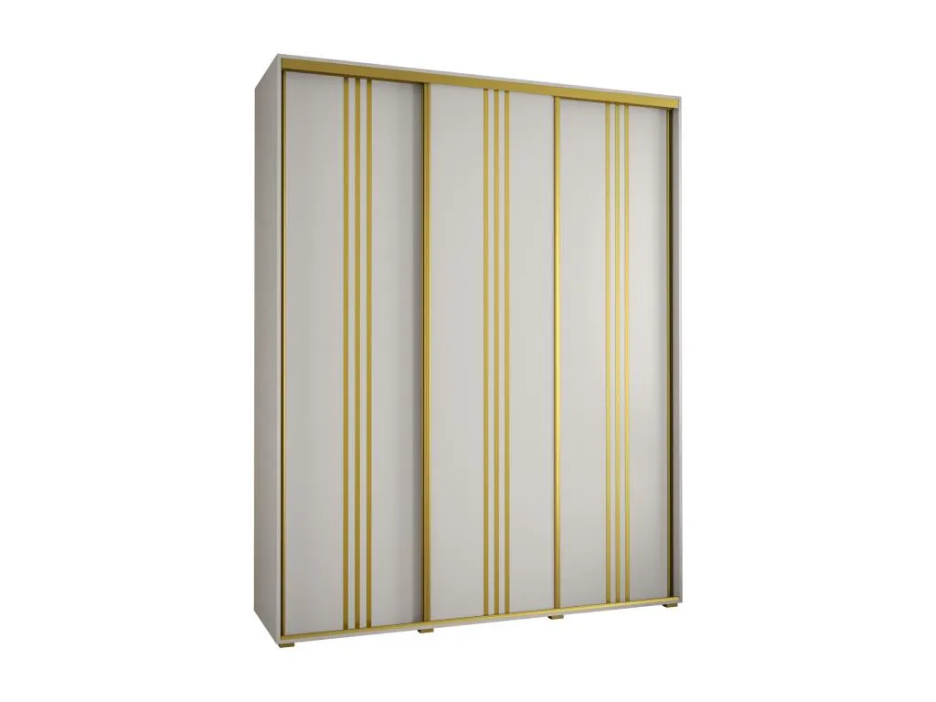 Armario de 6 puertas correderas – 235.2x190x60 cm – Blanco y dorado – Biocasahogar UG3935039