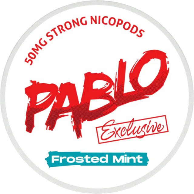 Pablo Frosted Mint 30mg nicotine pouches — Slim can with 20 super strong peppermint-frost moist pouches