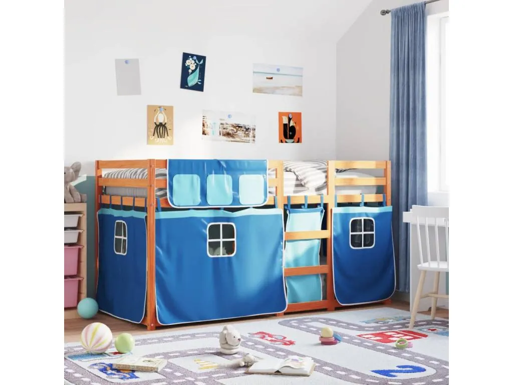 Litera con cortinas Patriciabaezcasa maciza de Patriciabaezcasa azul 80x200 cm