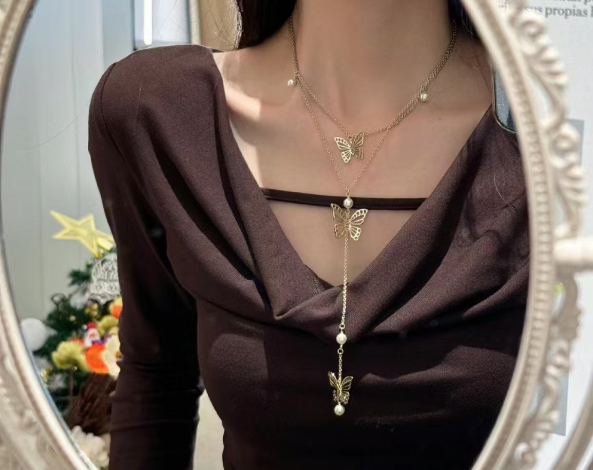 Dior Butterfly Two Layered Long Y Necklace - Original Replica Club