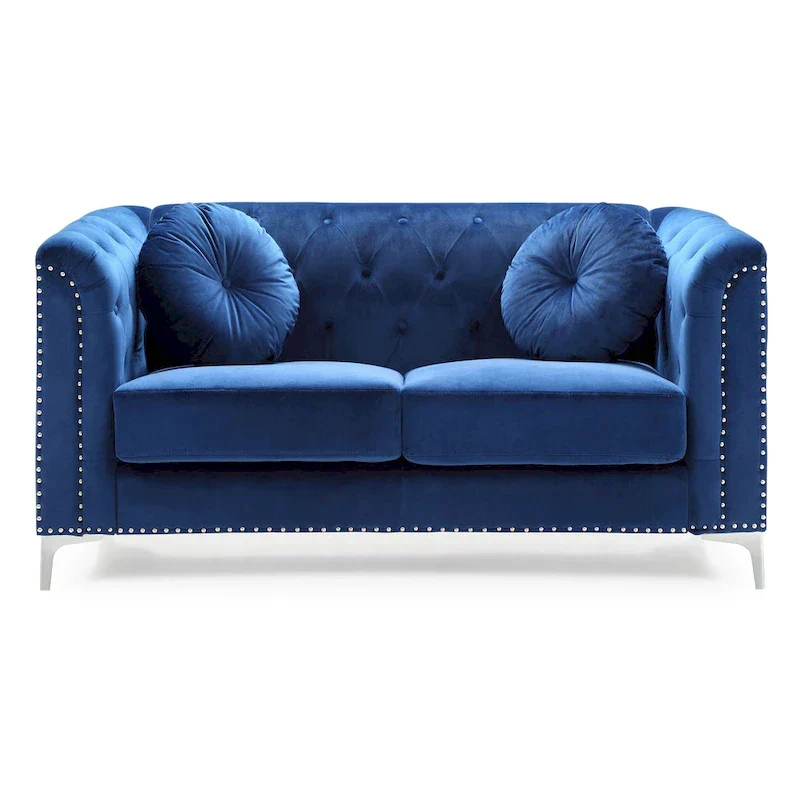 Velvet Button-Tufted Pompano Loveseat