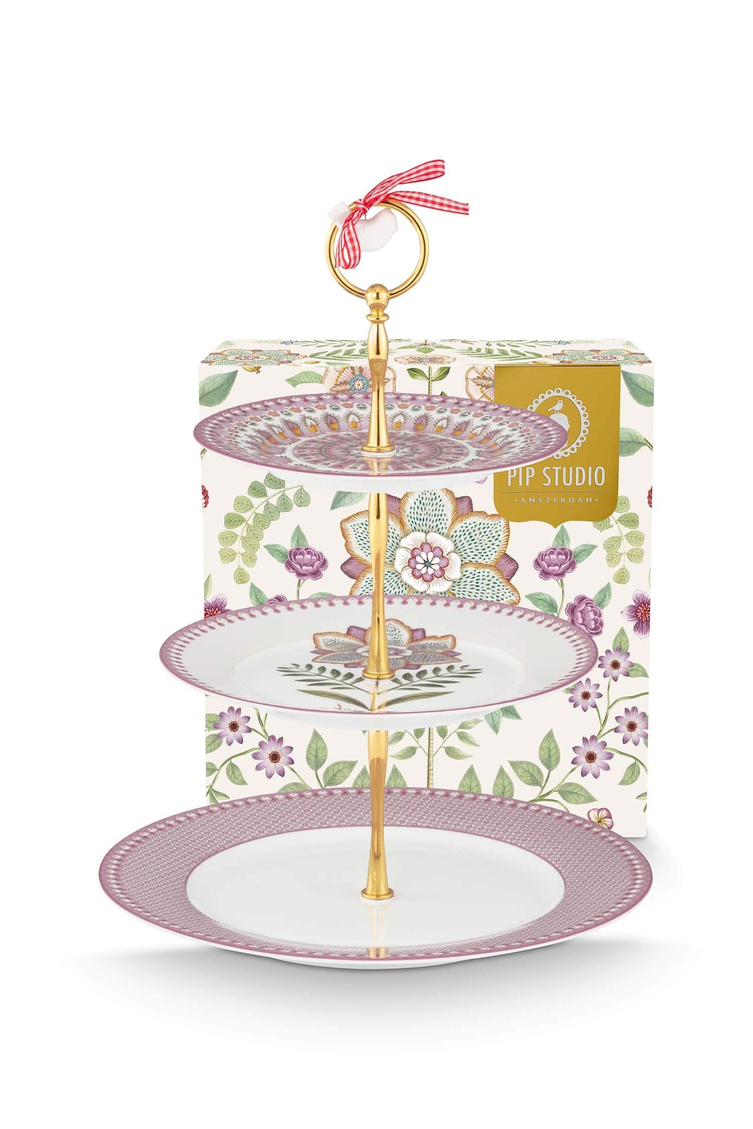 3/Layer Cake Stand Lily&Lotus Lilac