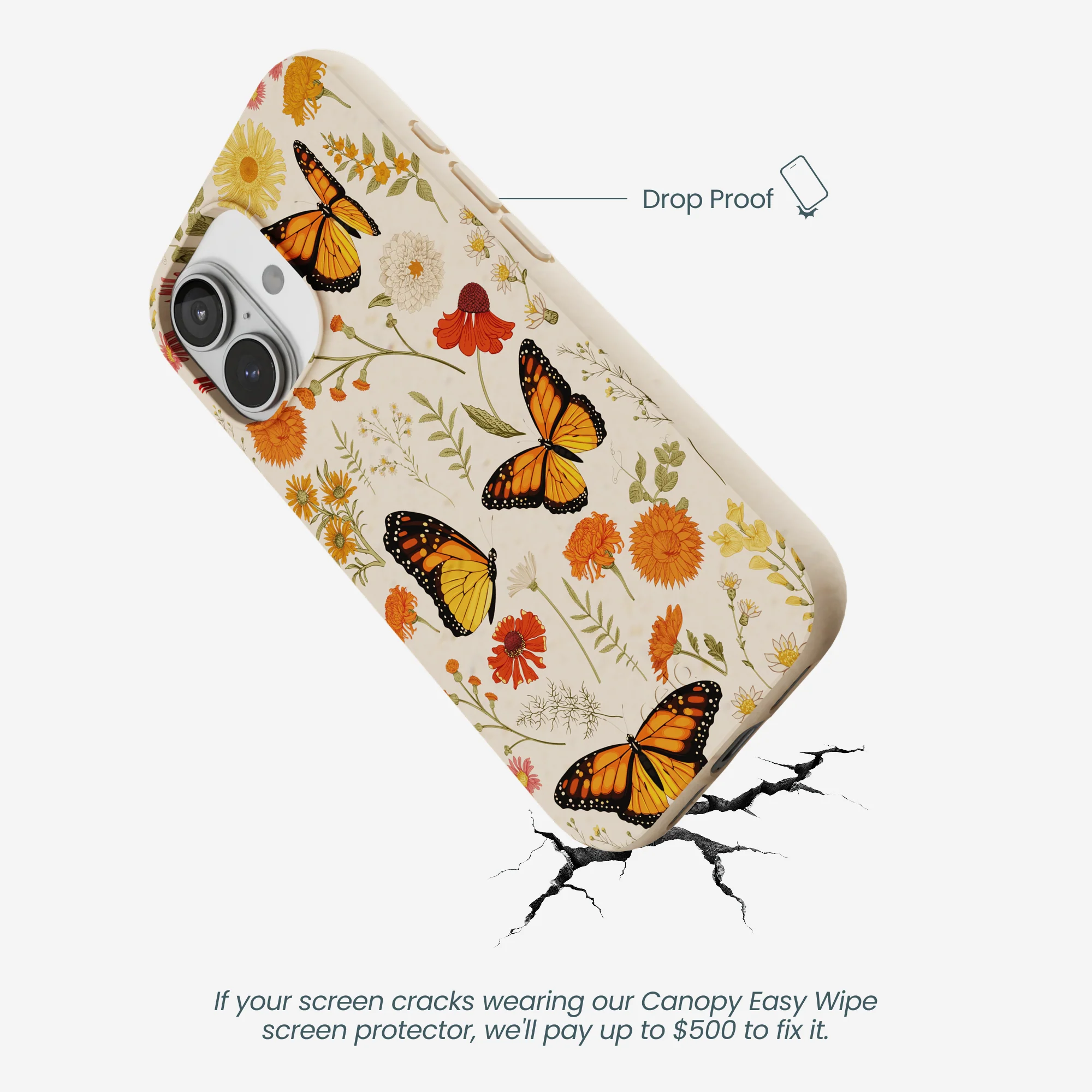 Seashell Monarch Butterfly iPhone 17 Case