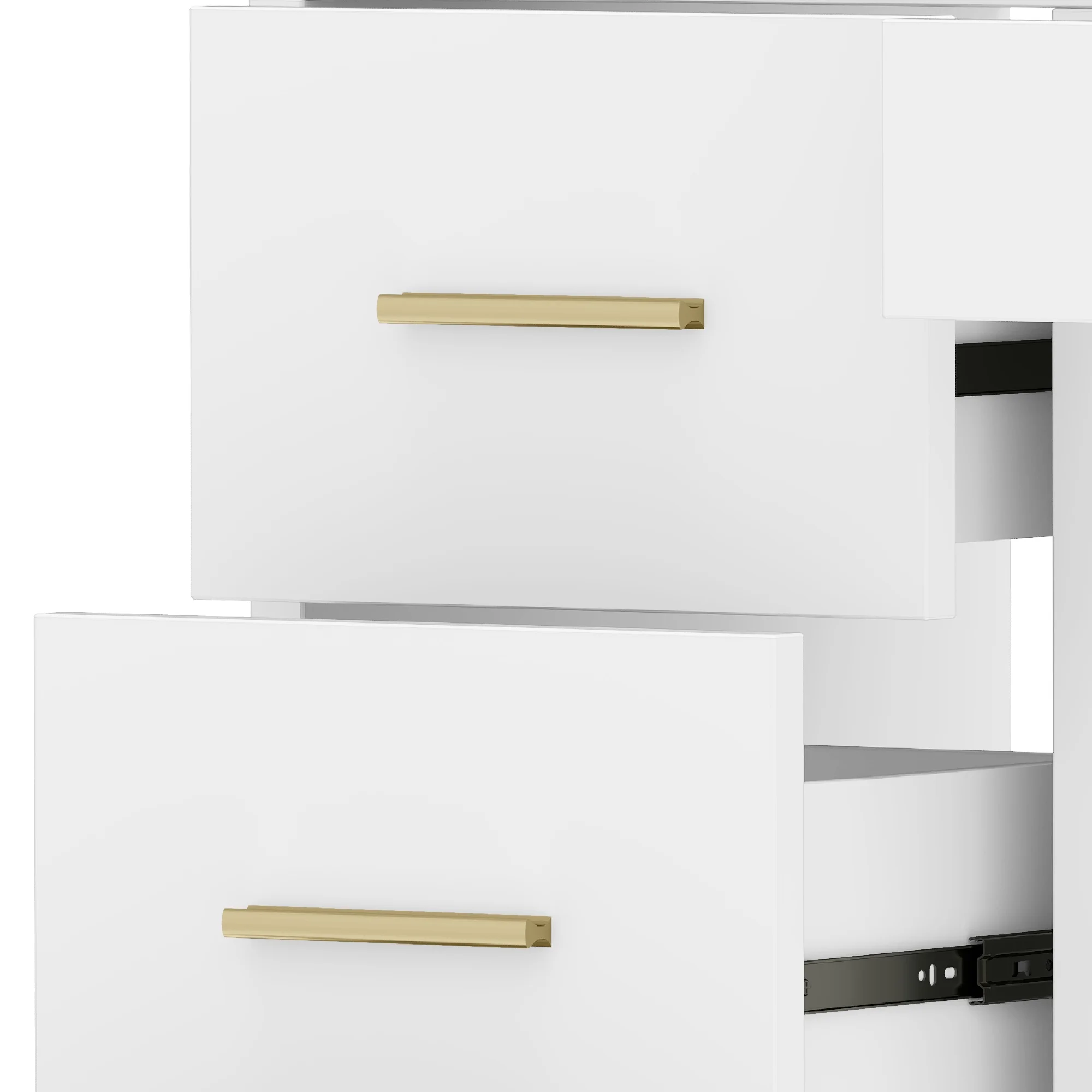 Uforic Makeup Vanity Desk with Mirror & Lights, Vanity Desk with 4 Drawers & Storage Shelves - White - Image 10