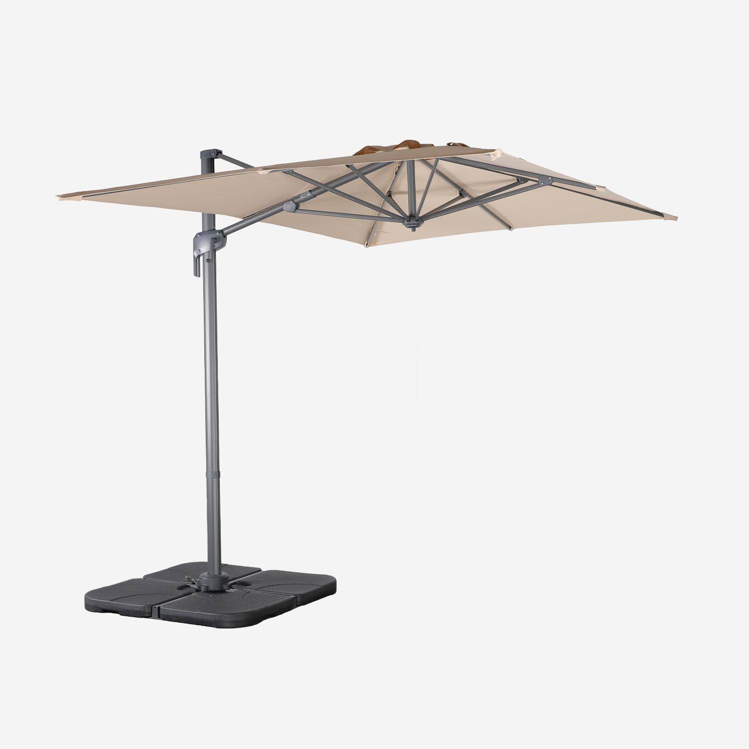 Antibes - Parasol rectangular 2x3m + 4 losas de 50cm
