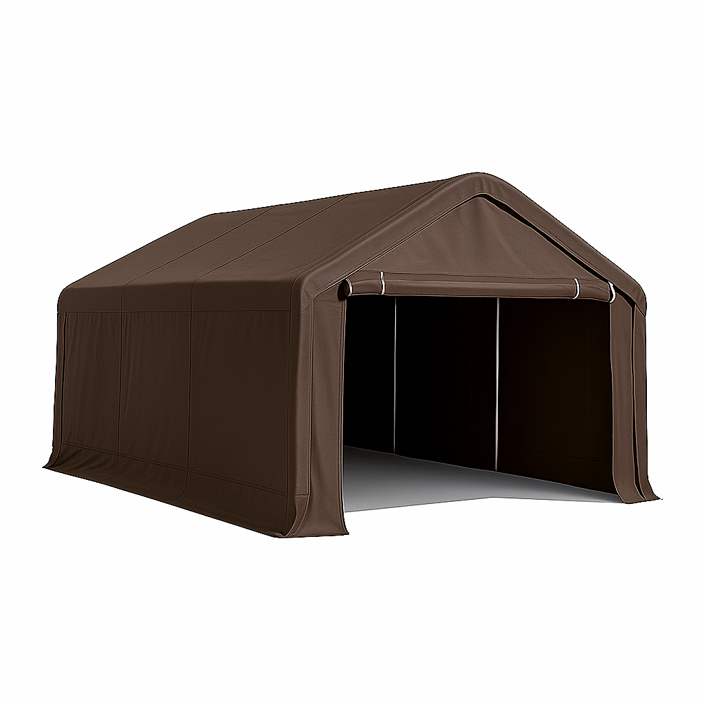 Garaje de Estacionamiento, Carport con estructura metálica, color marrón