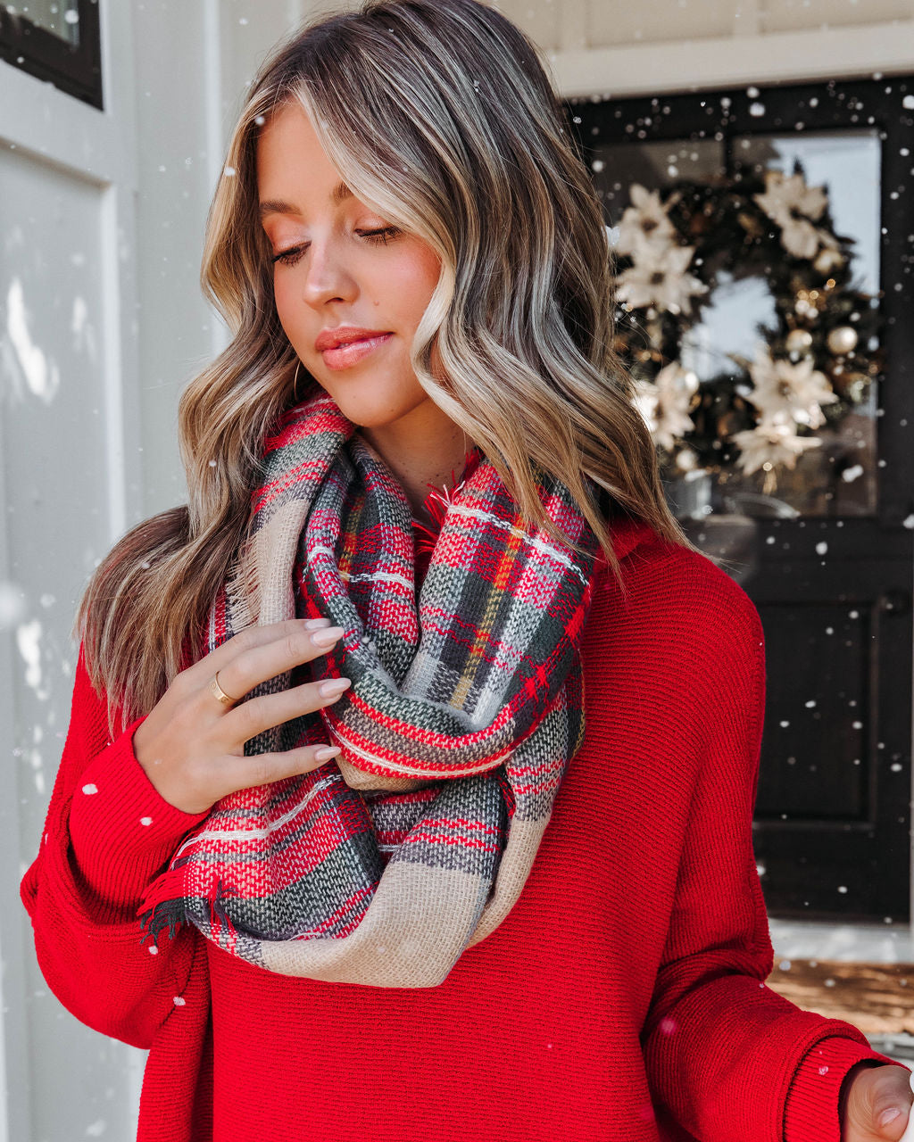 Oxford Plaid Frayed Infinity Scarf - Se7enfashion