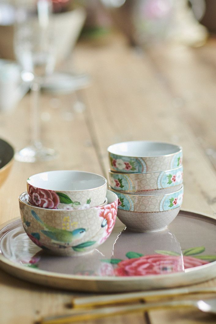 Bowl Blushing Birds Khaki 12cm