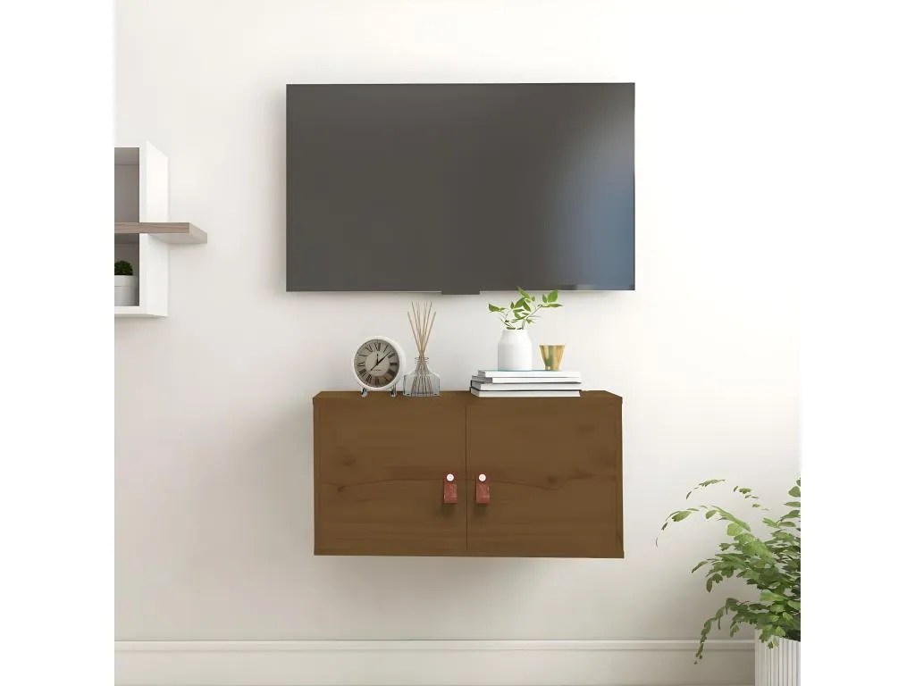 Armario de pared madera maciza de pino marrón miel 60x30x30 cm