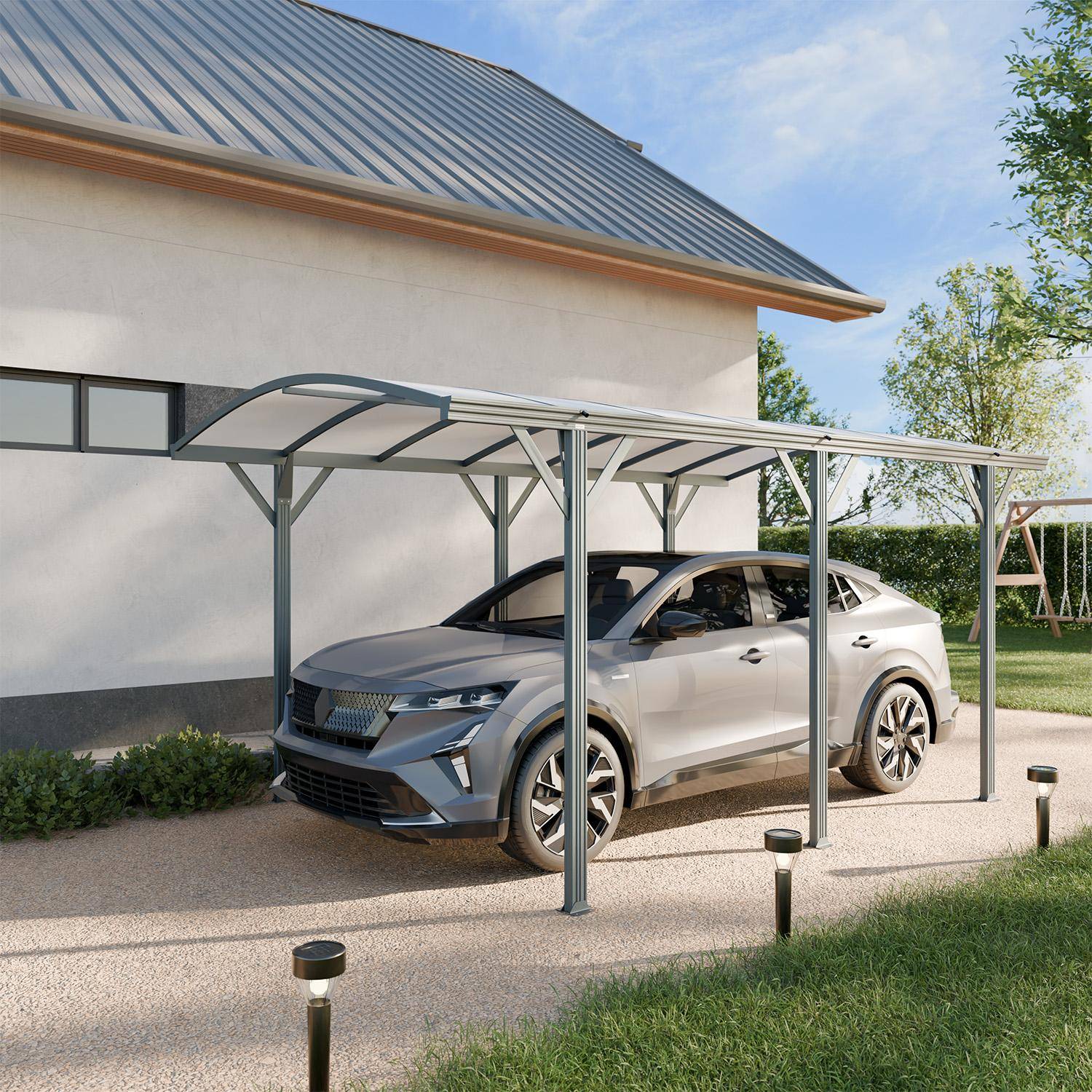 Le mans - Cochera con techo de aluminio y policarbonato de 15m²