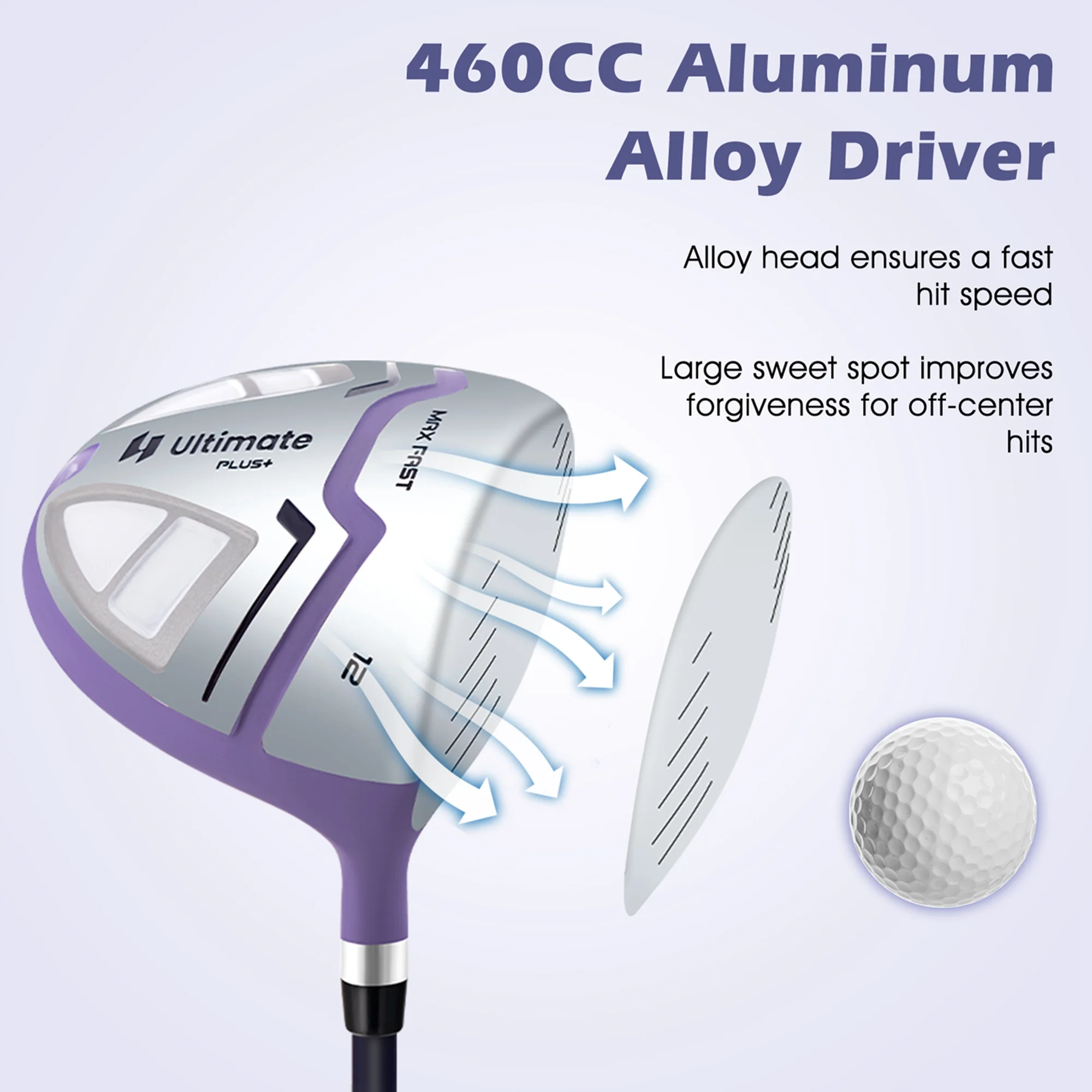 Ultimate Women’s Complete Golf Club Set Golf Club Package Set w/ Rain Hood, Right Hand Purple - Image 10