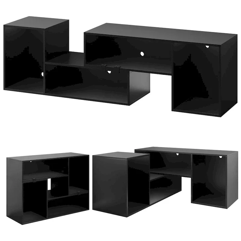 Modern Modular TV Stand with LED Lighting & Open Storage