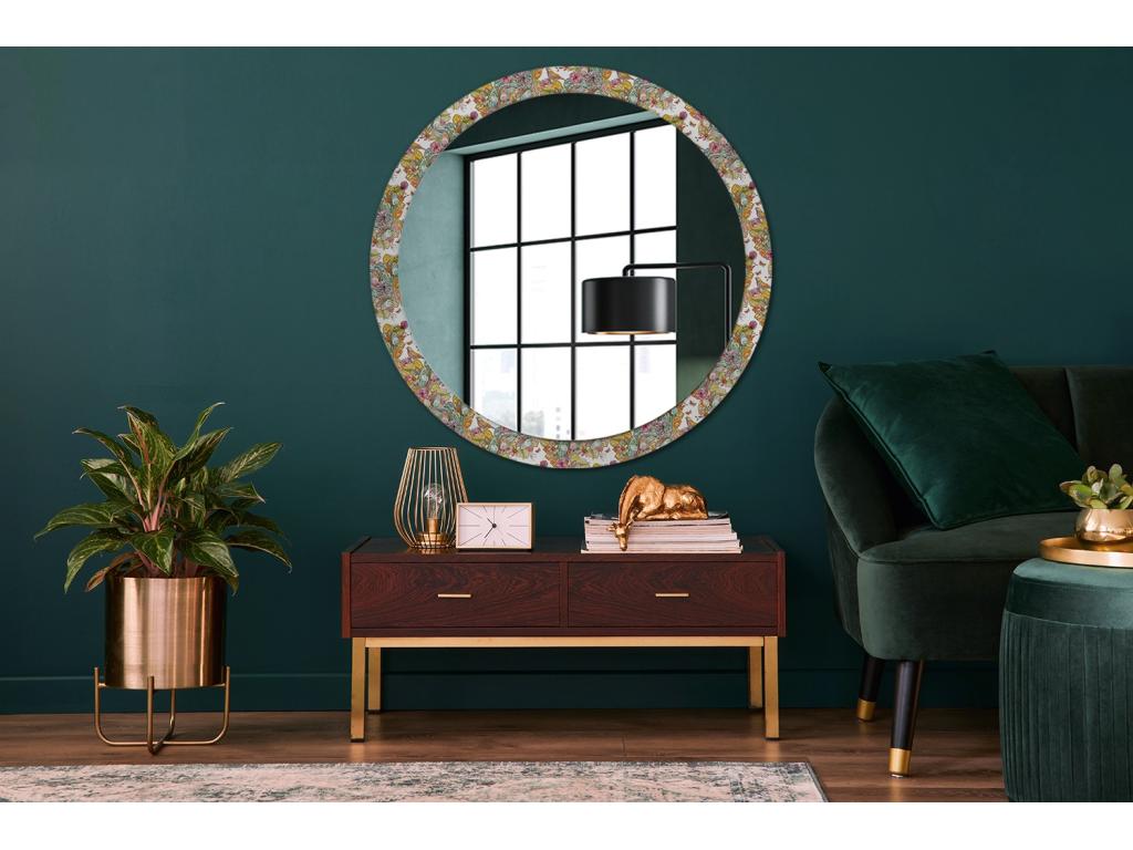 Espejo decorativo redondo - Flores de cuento de hadas - 100 cm