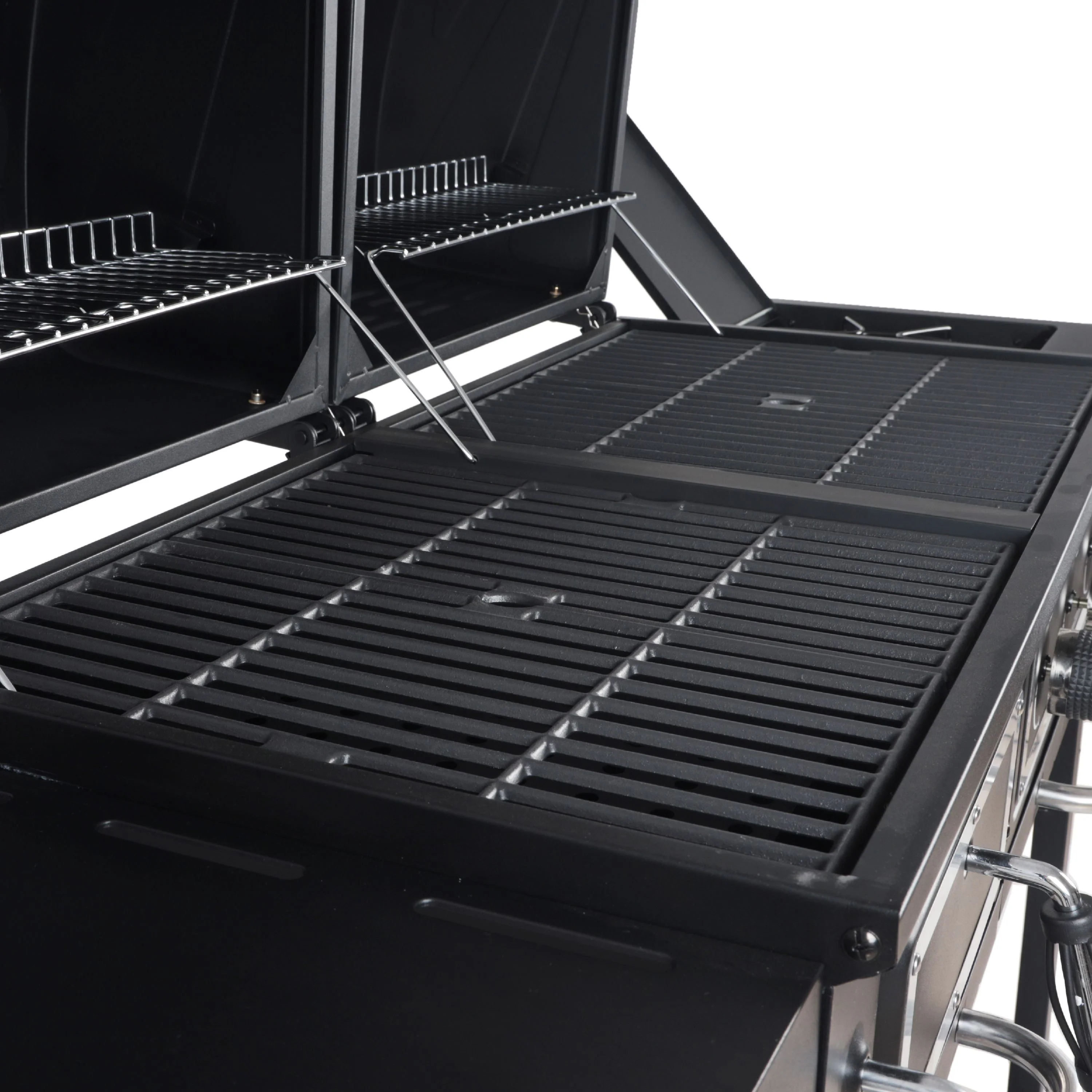 Dual Fuel Gas & Charcoal Combo Grill, Black with Stainless - Image 2