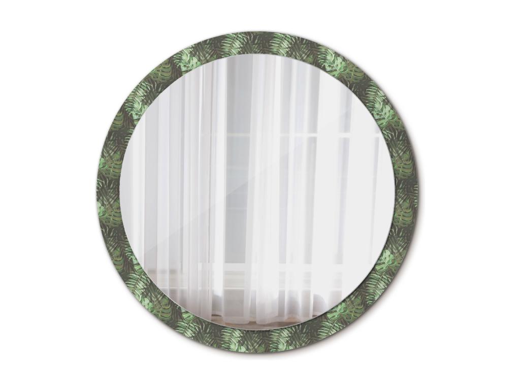 Espejo Redondo Decorativo - Hojas Tropicales - 100 cm