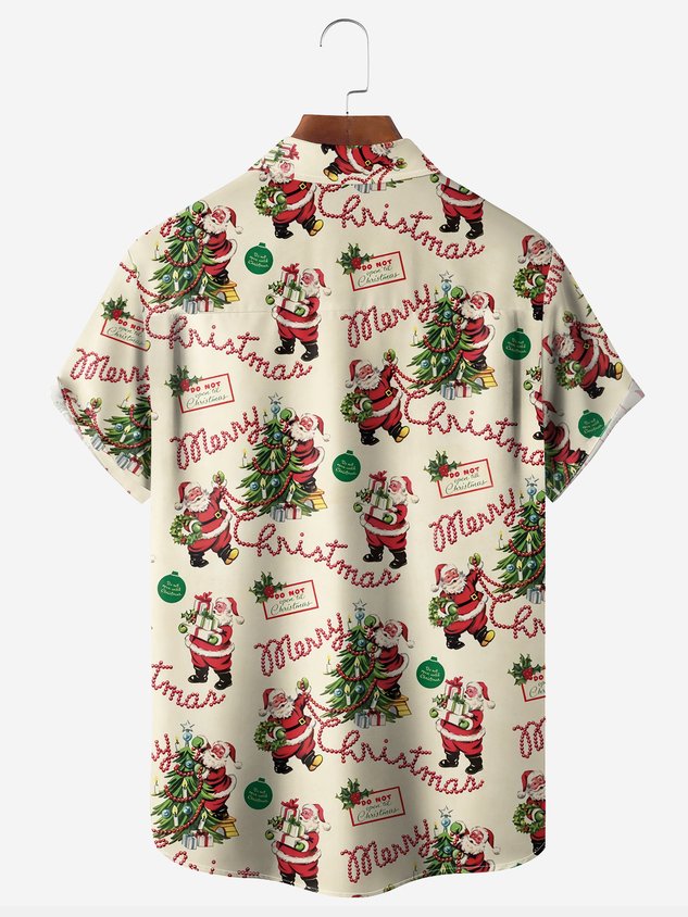 Christmas Chest Pocket Short Sleeves Casual Shirt