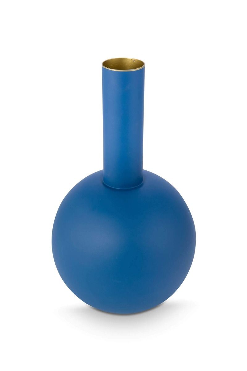 Vase Metal Matt Mid Blue 42cm