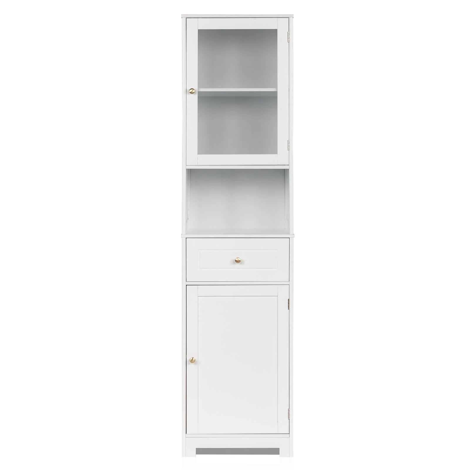 Ktaxon Large Bathroom Tall Storage Cabinet Organizer, Freestanding Line Tower Pantry Cabinet with Adjustable Shelves and 2 Cupboards for Kitchen Living Room Bedroom Office, 18"x13"x71", White - Image 13