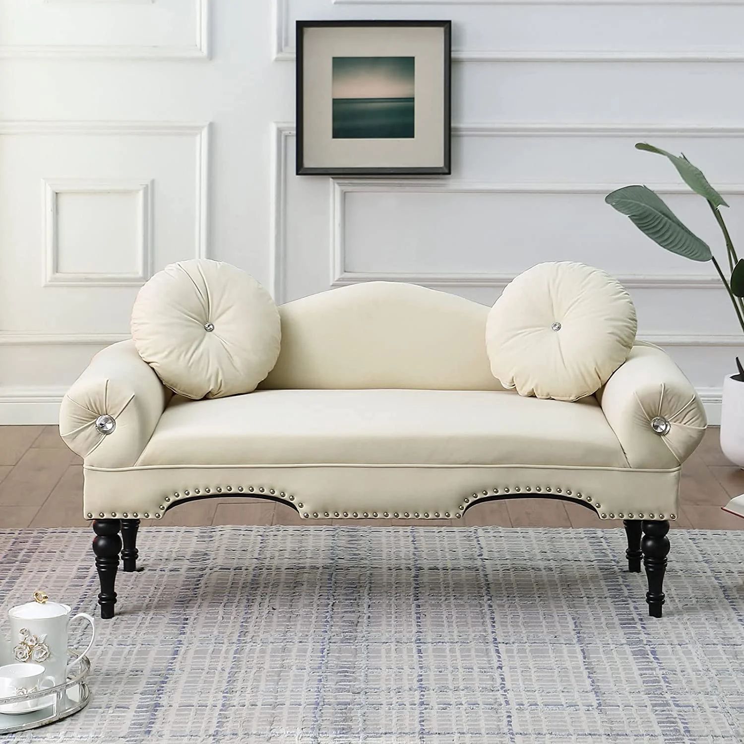 Sumdeal 43.5" Storage Ottoman Bench with 250lb Seating, Linen Upholstered Wood Legs Safety Hinge Flip Top Oval Foot Rest Long Stool for Sofa Couch Bedroom End of Bed Living Room Entryway, White - Image 67