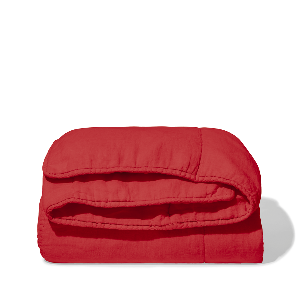 Édredon en 100% lin lavé - Rouge Vermillon
