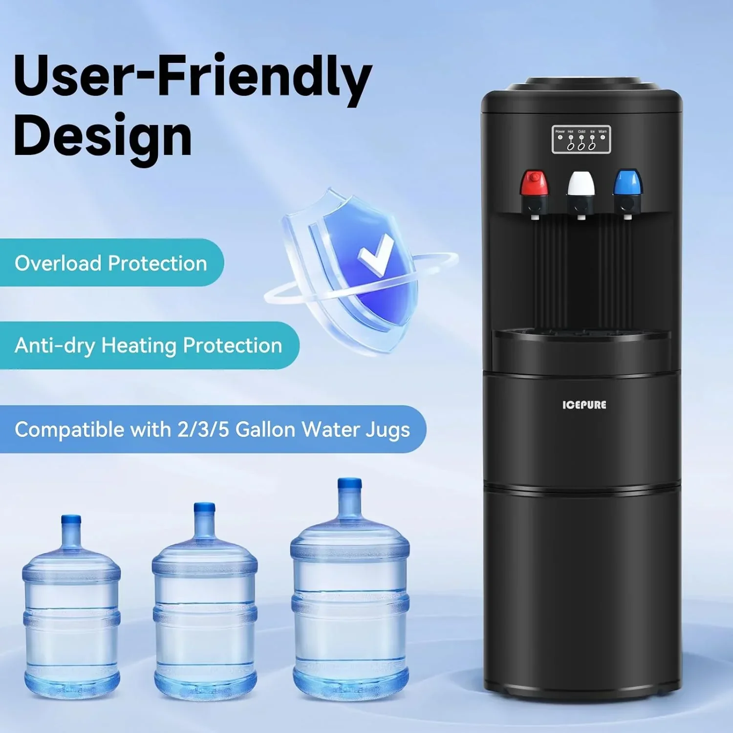ICEPURE Water Dispenser with Ice Maker 3-in-1 Hot and Cold Water Cooler Ice Maker Machine