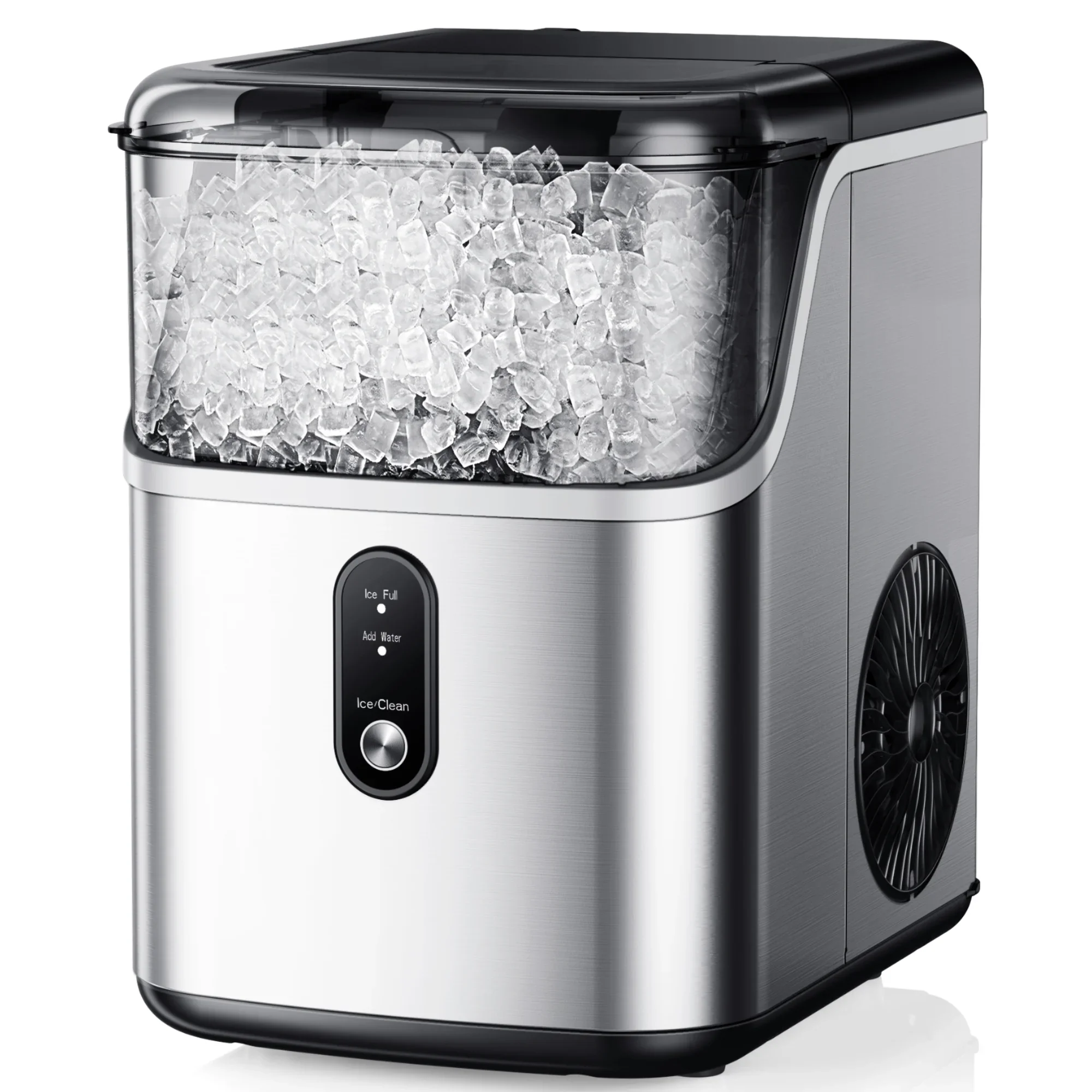 Simzlife Nugget Ice Maker Countertops, 35.9lbs Per Day Portable Pebble ice machine, Crushed Sonic ice maker with Soft Chewable Ice for Home, Party, RV, Camping, Stainless Steel Silver