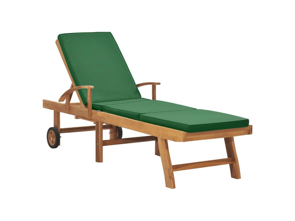 Sillón con cojín Madera maciza de teca Verde