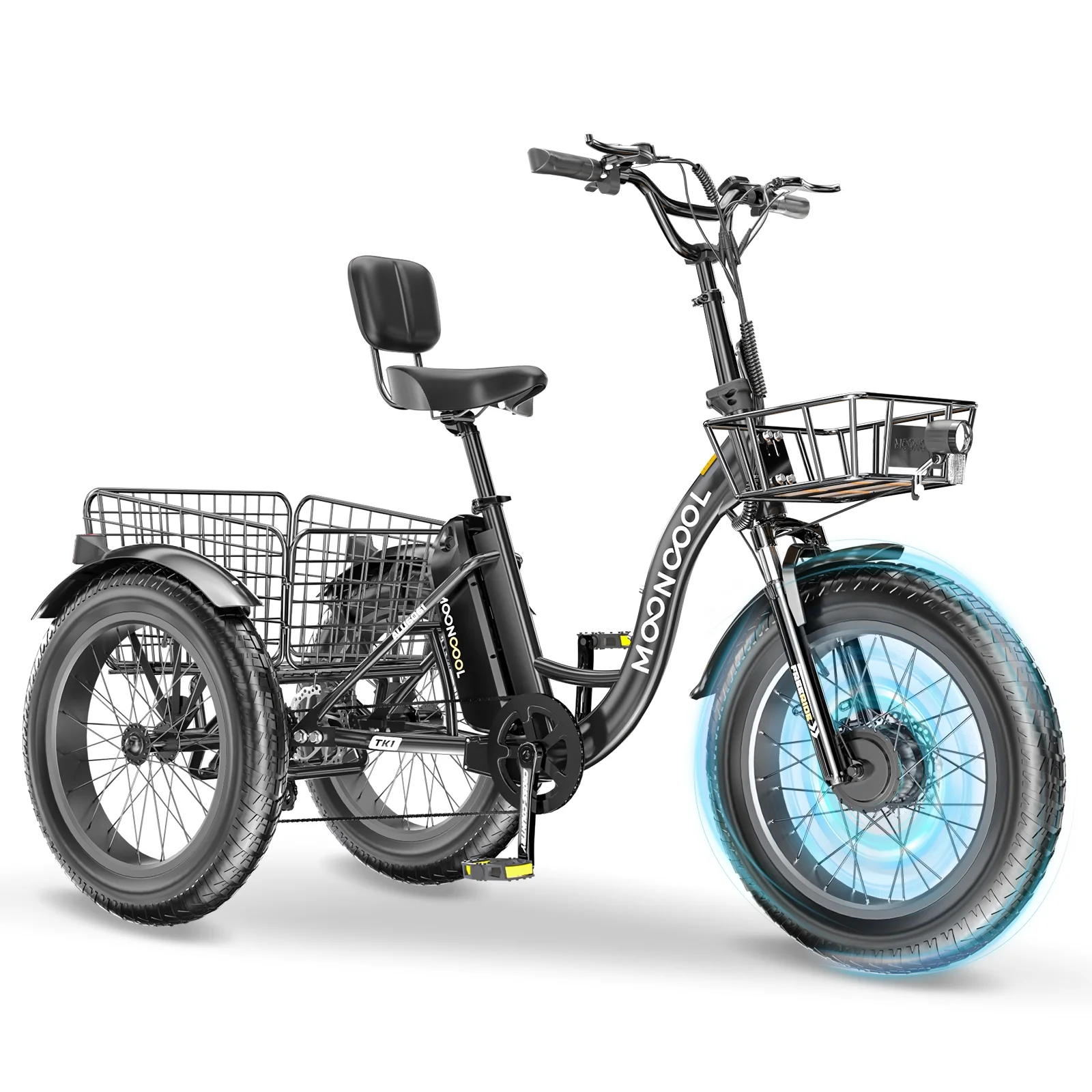 20" x 4" Fat Tire Electric Tricycle for Adult, 7 Speeds Electric Trike 48V 500W Motorized Tricycle , Electric Three Wheels Bicycle for Senior, Aluminum Frame & Rear Basket ,16mph - Image 39