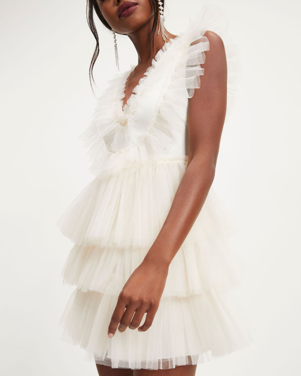 Decked Out Babe Tulle Tiered Mini Dress - Cream - Se7enfashion