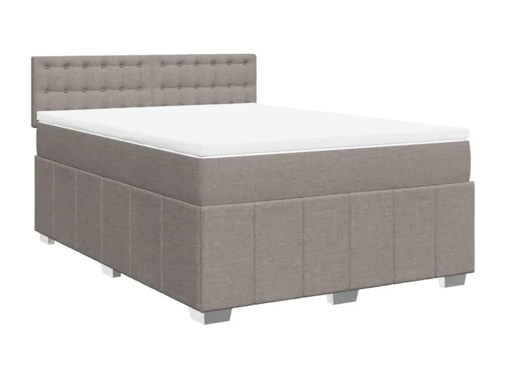Cama box spring con colchón tela gris taupe 140x200 cm vds3520993