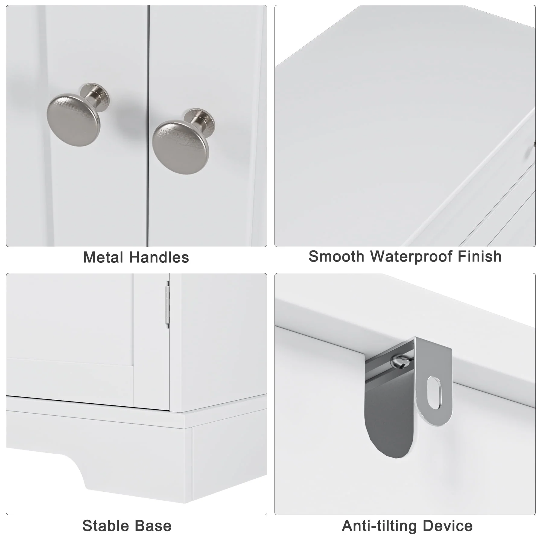 Homfa 41'' Kitchen Storage Cabinet, Pantry Cabinet with Drawers and Adjustable Shelf, Buffet Cabinet Sideboard for Dinning Room, White - Image 6