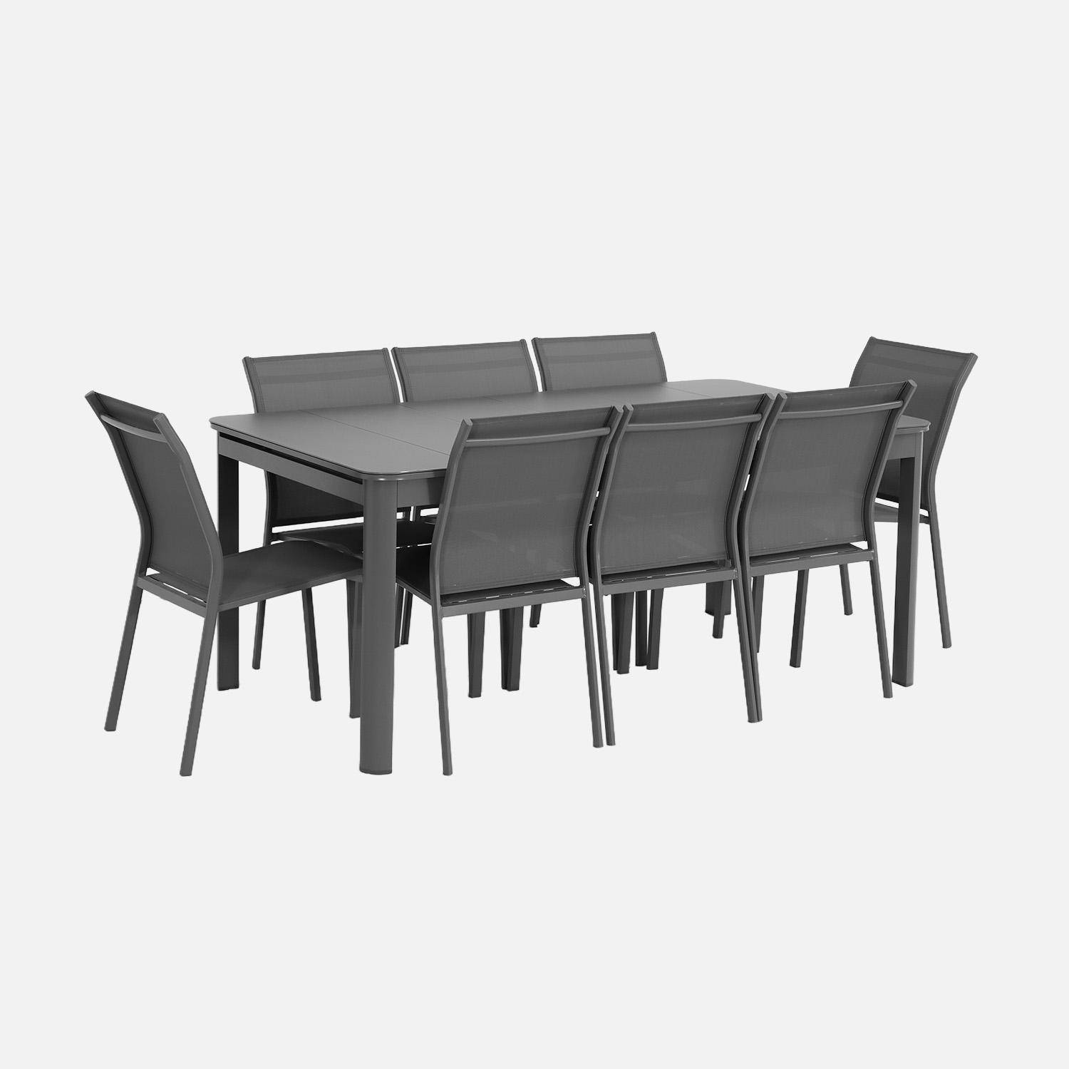 Soria + Buffalo - Set mesa de jardín extensible de aluminio de 8 a 10  sillas