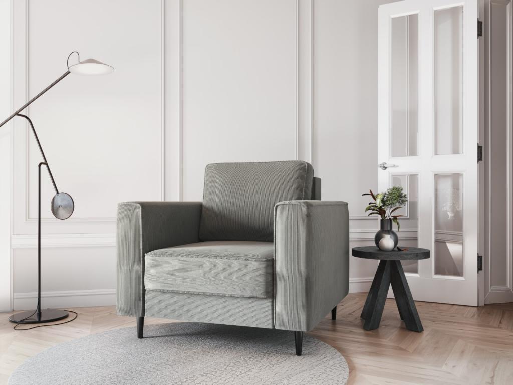 Sillón Confortzx de pana gris claro - 98x97x88cm