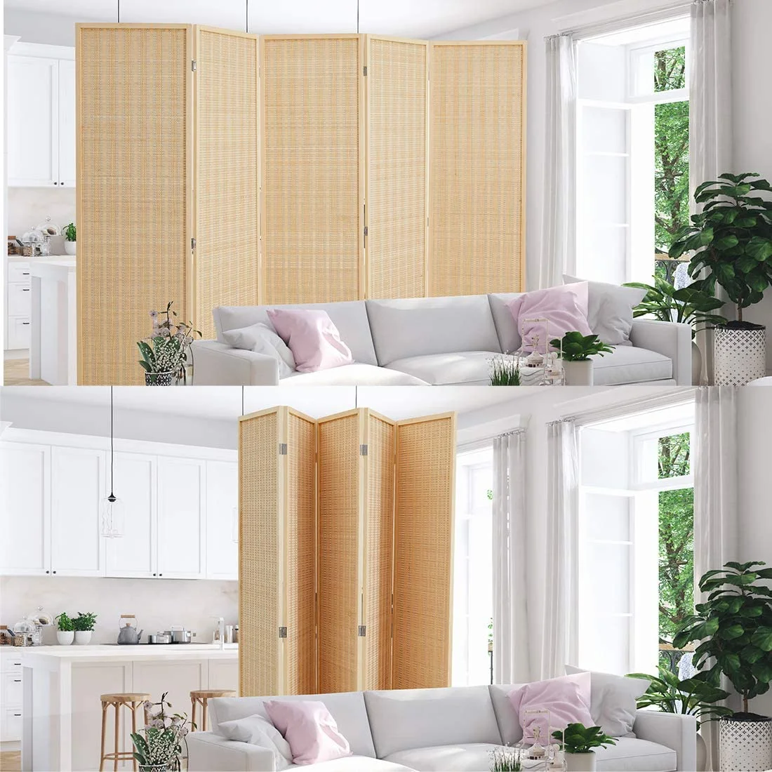 JOSTYLE 4-Panel Room Divider 6ft Tall Extra Wide Folding Privacy Screen with Diamond Double-Weave Divider for Room Separation Freestanding Red Brown - Image 19