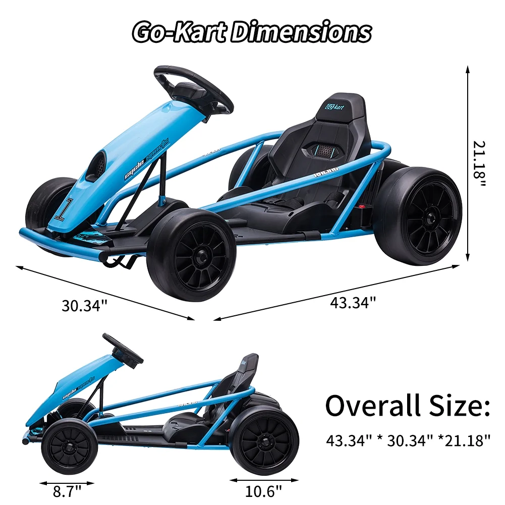 Kojooin Go Kart for Kids,24V Battery 300WX2 Motors Pedal On Foot Go Cart,8MPH High Speed Drifting Car with Slow Start Function,Rose red - Image 21