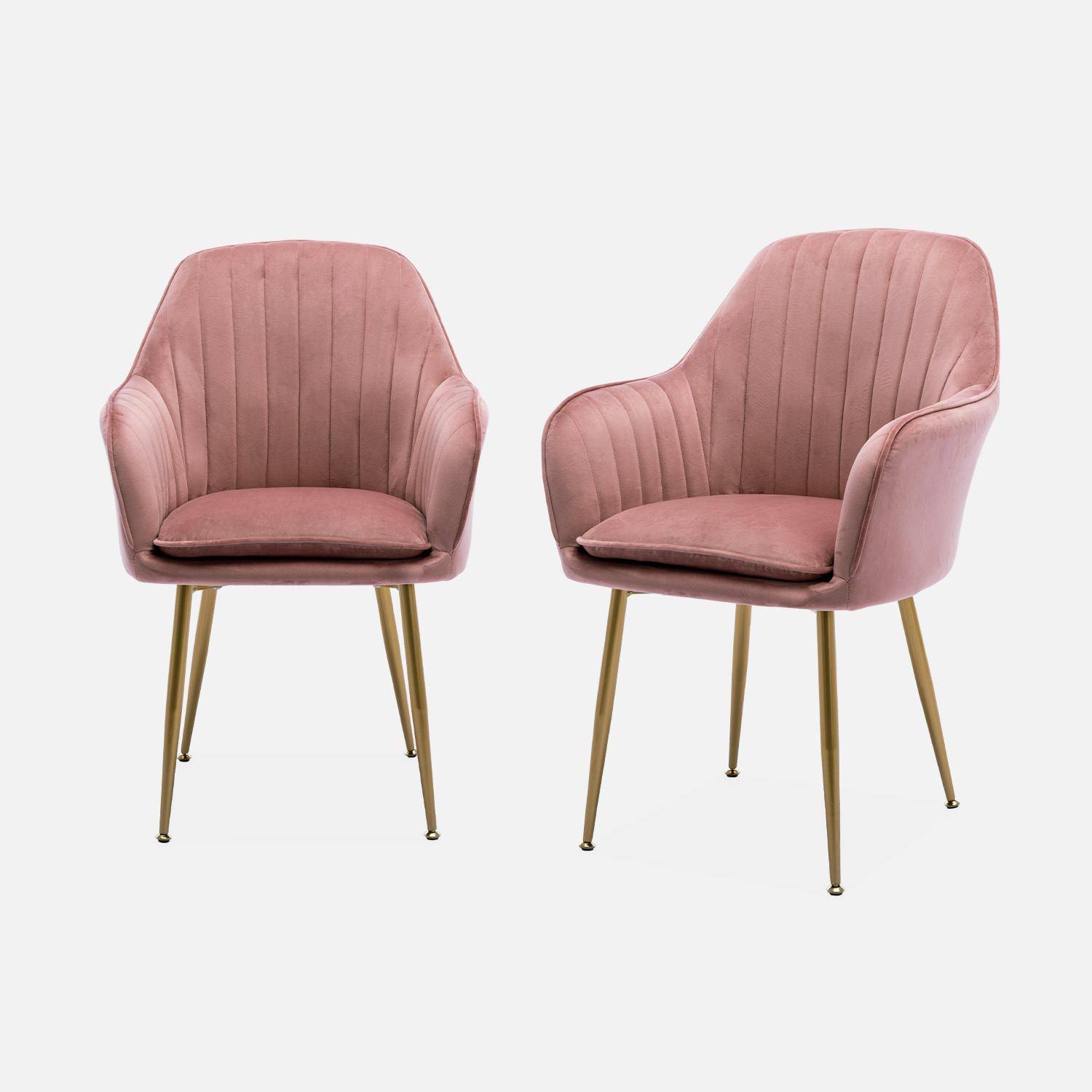 Shella - Sillón de terciopelo con patas de metal, set de 2