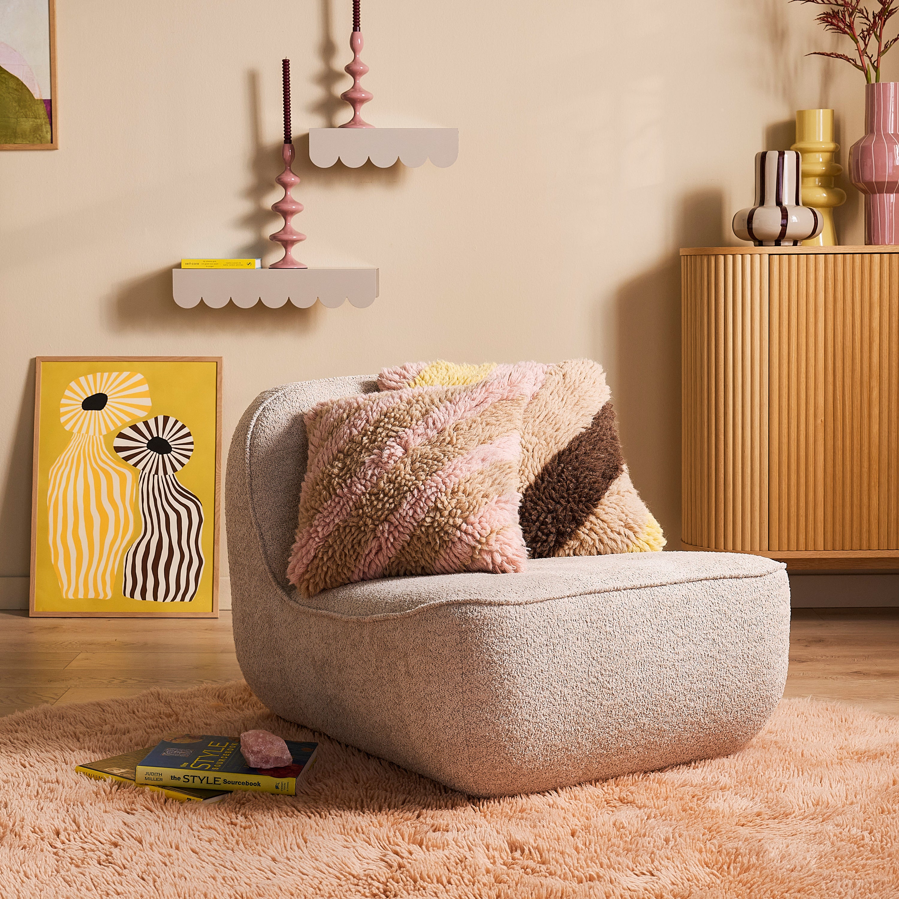 Blokker Strippi Sierkussen 50 x 50 cm - Roze / Beige