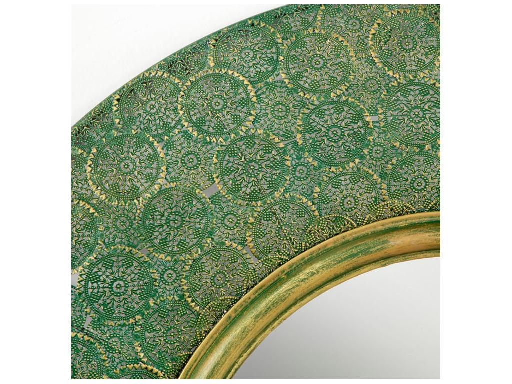 Espejo de pared redondo de metal verde y dorado Canva