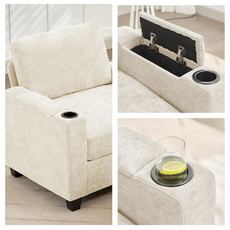 Versatile Chenille Storage Loveseat Sofa