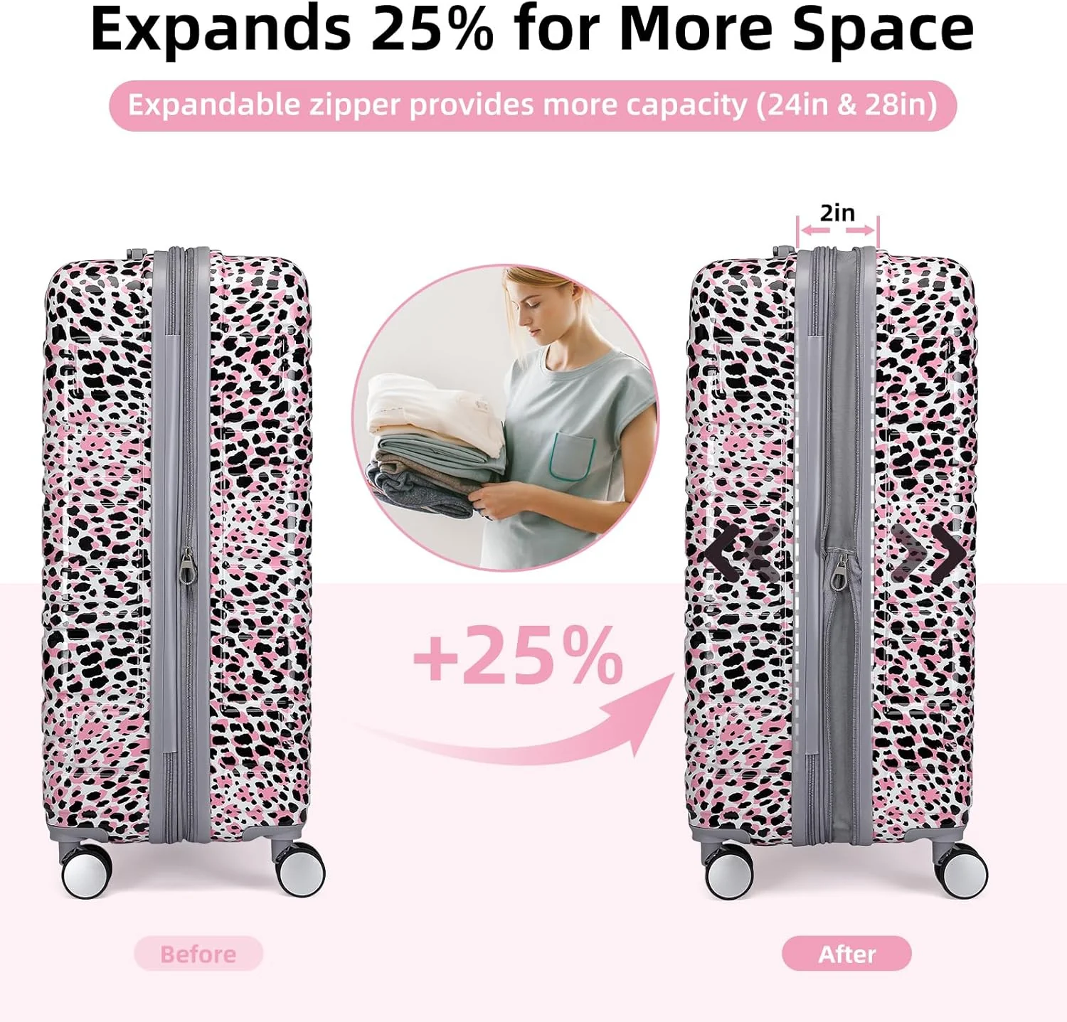 6-piece luggage set, expandable hardshell suitcase set with spinner wheels, lightweight rolling luggage set