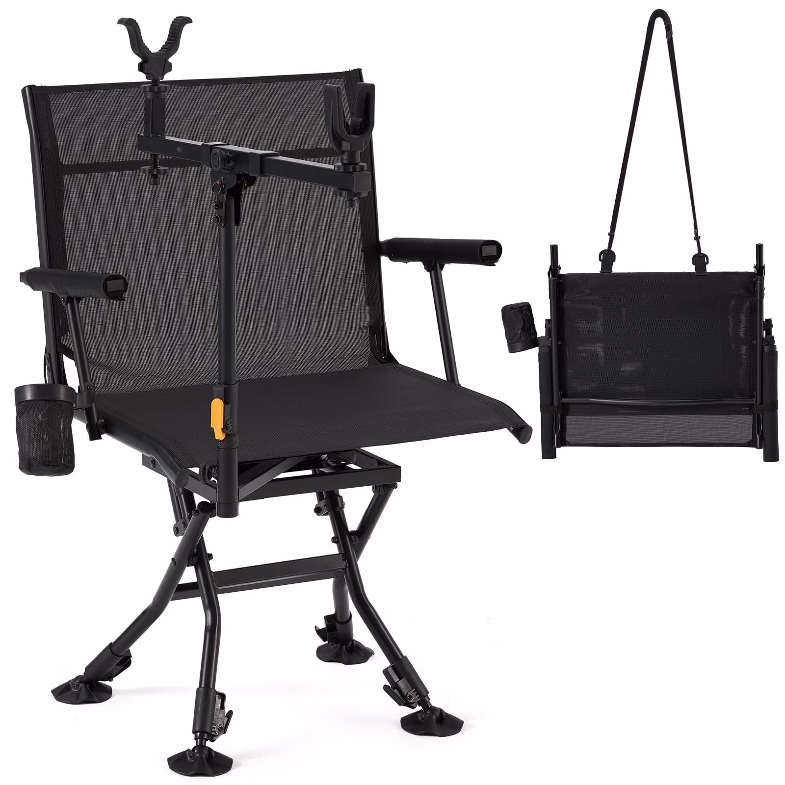 Danrelax 360- Silent Camo Hunting Blind Chair, Armrests, Side Pouch, Telescopic Legs - Image 11
